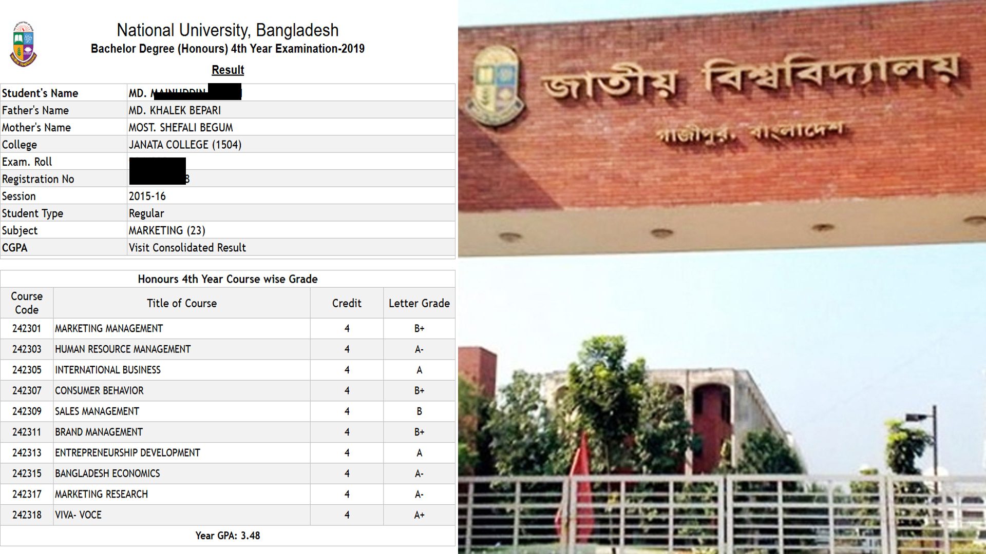 Degree 3rd Year Result